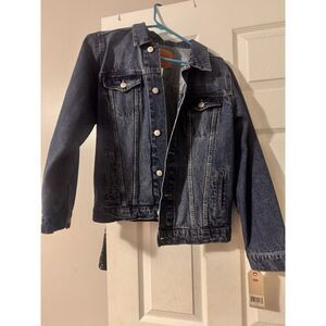 Levi's Denim Trucker Jacket Classic Fit Dark Wash Jean Jacket Size lg boys
